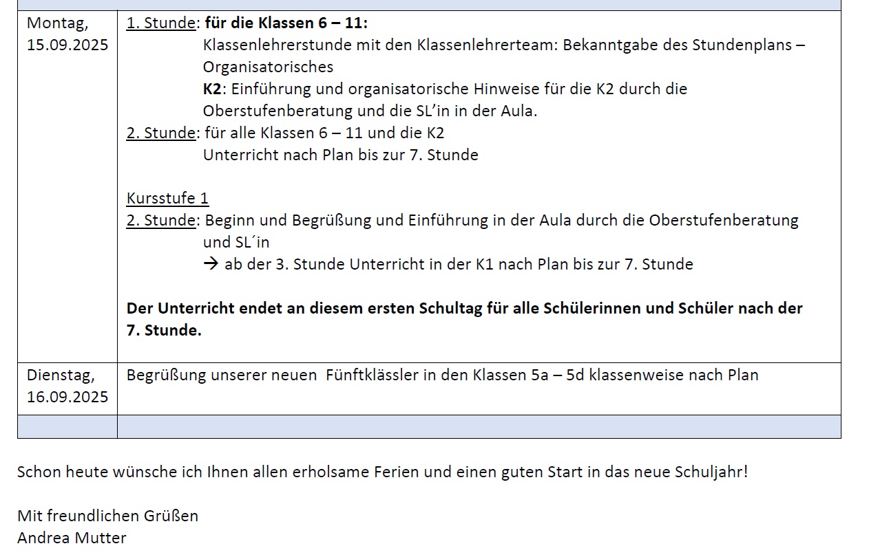 Der erste Schultag im Schuljahr 2025/26