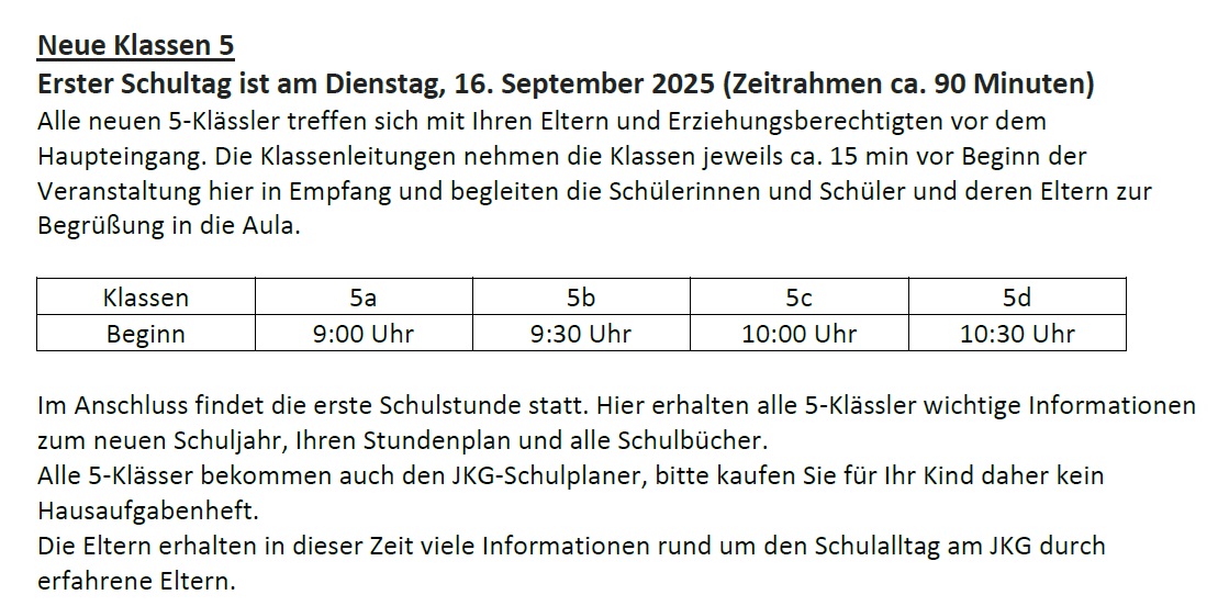 Der erste Schultag im Schuljahr 2025/26